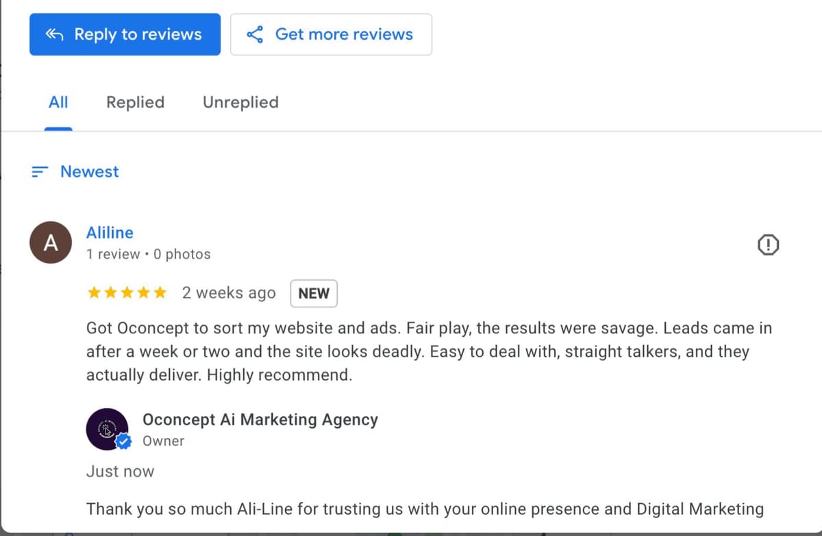 Ali-Line Lining Solutions Google Review