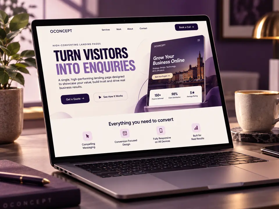 One page landing page mockup